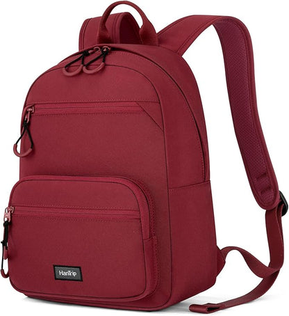 Carry On Travel Backpack For Men Women, 13 Inch Small Mini Work Bag Personal Item Backpacks, Camping Back Pack Lightweight Hiking Daypack For Office Nurse Commuter (Burgundy)