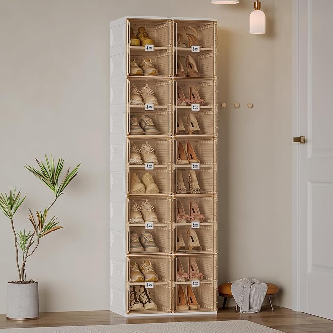 ANTBOX Shoe Organizer Storage Box, Portable Folding Shoe Rack