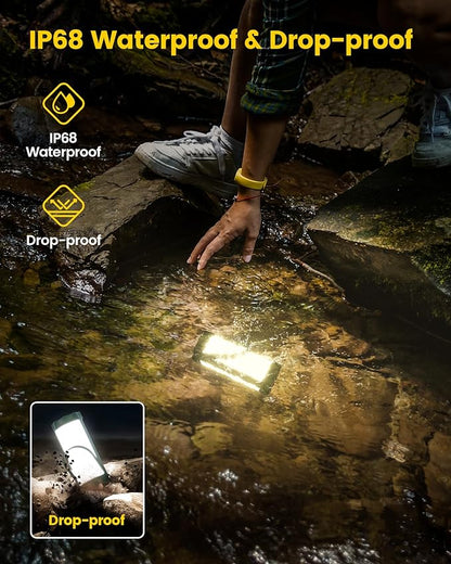 Glocusent 106 LED Camping Lantern Rechargeable, Up to 80Hrs, 5000mAh Lantern with 5 Brightness 3 Modes & SOS, IP68 Waterproof, Max 1200LM, Camping Light for Power Outages Hiking Emergency Hurricane