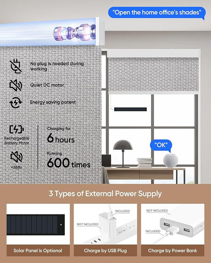 Kincmo Motorized Blinds with Remote, 100% Blackout Motorized Roller Shades Work