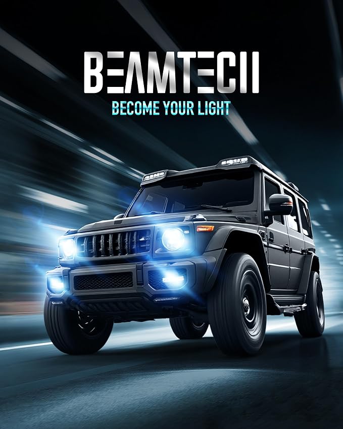 BEAMTECH 9012 Bulb, 800% Brighter High Speed Fan 6500K Xenon White 9012 Light Bulbs or Fog Lights Pack of 2