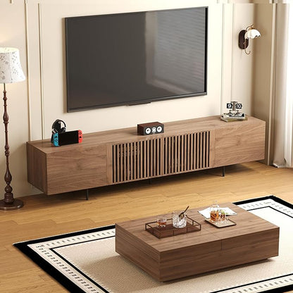 NessCarsti Mid-Century Modern TV Stand & Expandable Coffee Table Set, Walnut