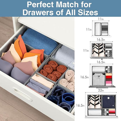 Criusia Drawer Organizer Clothes, 8 Pack Underwear Organizer, Foldable Closet