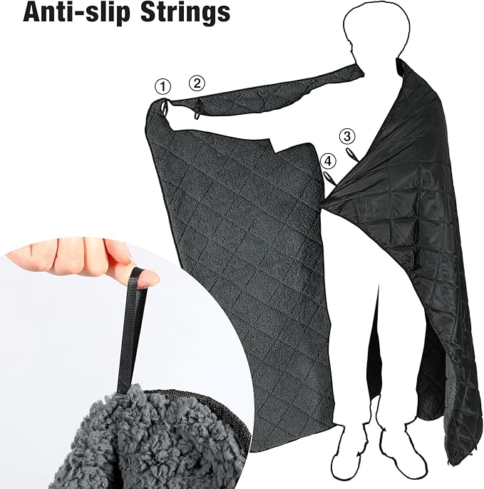 REDCAMP Large Camping Blanket with Sherpa Lining, Cold Weather Warm Outdoor Blanket Windproof for Camping Stadium, Machine Washable 59"x 71" Black