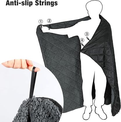 REDCAMP Large Camping Blanket with Sherpa Lining, Cold Weather Warm Outdoor Blanket Windproof for Camping Stadium, Machine Washable 59"x 71" Black