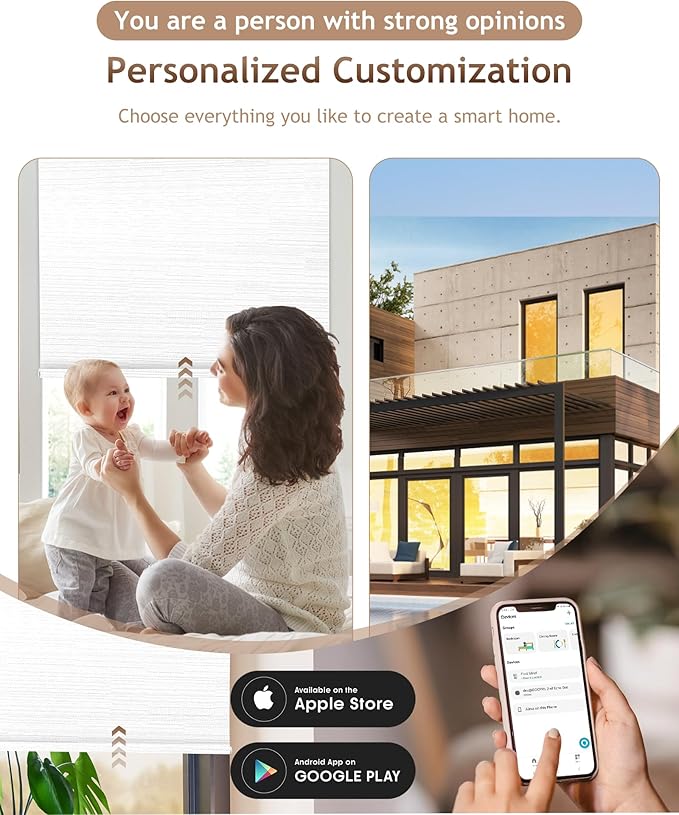 Kincmo Motorized Blinds with Remote, 100% Blackout Motorized Roller Shades Work