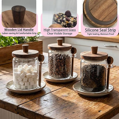 Set of 3 Glass Jars Containers
