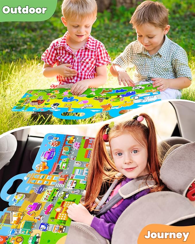 Reusable Sticker Book for Toddlers 2-4 Years, Stickers for Kids, Toddler Sticker Book Ages 1-3, Toddler Craft Activities, Toddlers Travel Toys Ages 2+ Boy Girl Birthday Gifts