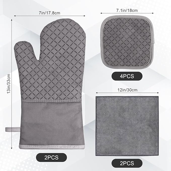 Oven Mitts and Pot Holders 8pcs Set, Cotton Oven Glove