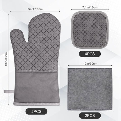 Oven Mitts and Pot Holders 8pcs Set, Cotton Oven Glove