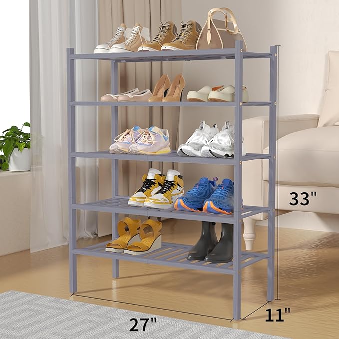 ROMGUAR CRAFT 5 Tier Bamboo Shoe Rack