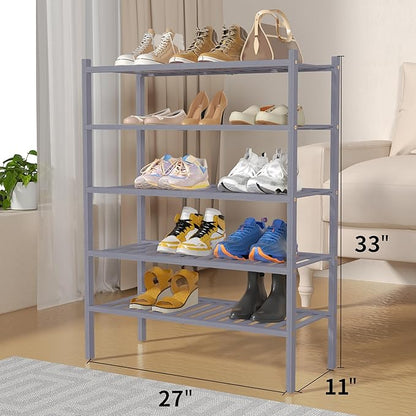 ROMGUAR CRAFT 5 Tier Bamboo Shoe Rack