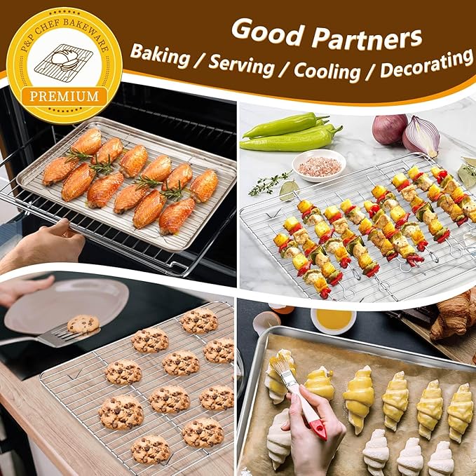 P&P CHEF 16 + 12.5 Inch Stainless Steel Baking Sheet