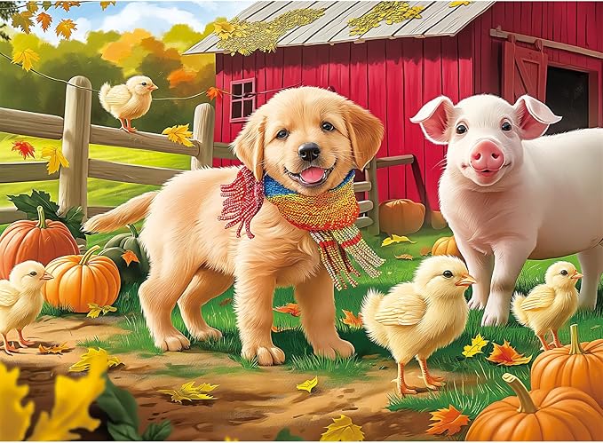 Puzzles for Adults 500 Pieces Jigsaw Puzzle Pig Dog Puzzles for Adults Teens Kids Colorful Animals Puzzle Challenging Puzzle Family Games Precision-Cut Vibrant Imagery, 20.5 x 15 in