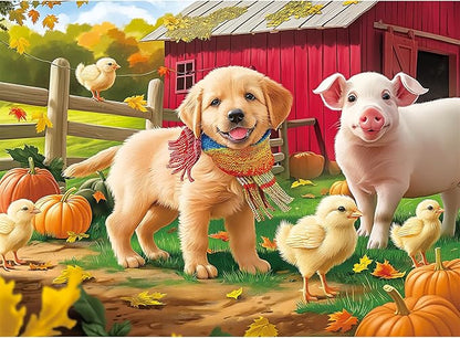 Puzzles for Adults 500 Pieces Jigsaw Puzzle Pig Dog Puzzles for Adults Teens Kids Colorful Animals Puzzle Challenging Puzzle Family Games Precision-Cut Vibrant Imagery, 20.5 x 15 in