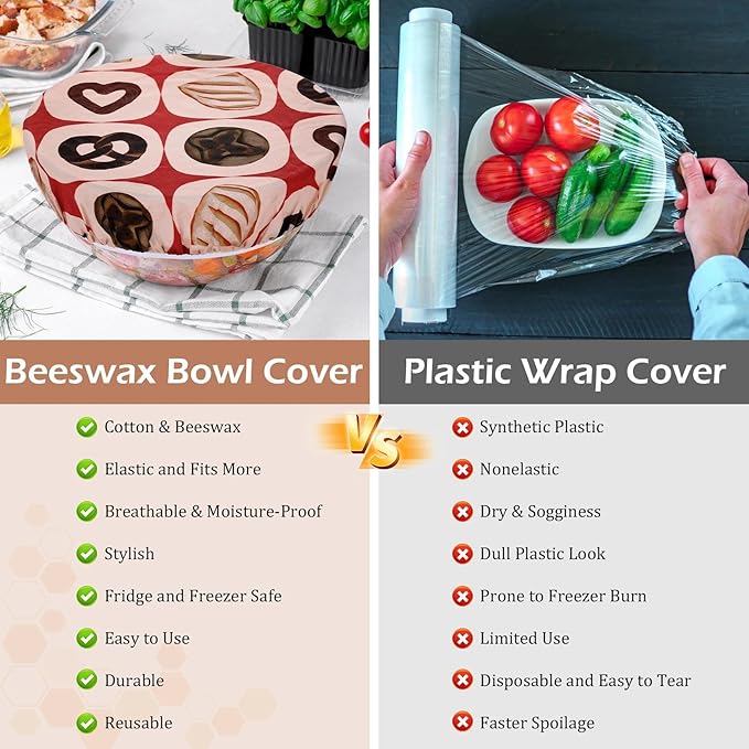 5-Size Reusable Beeswax Bowl Covers