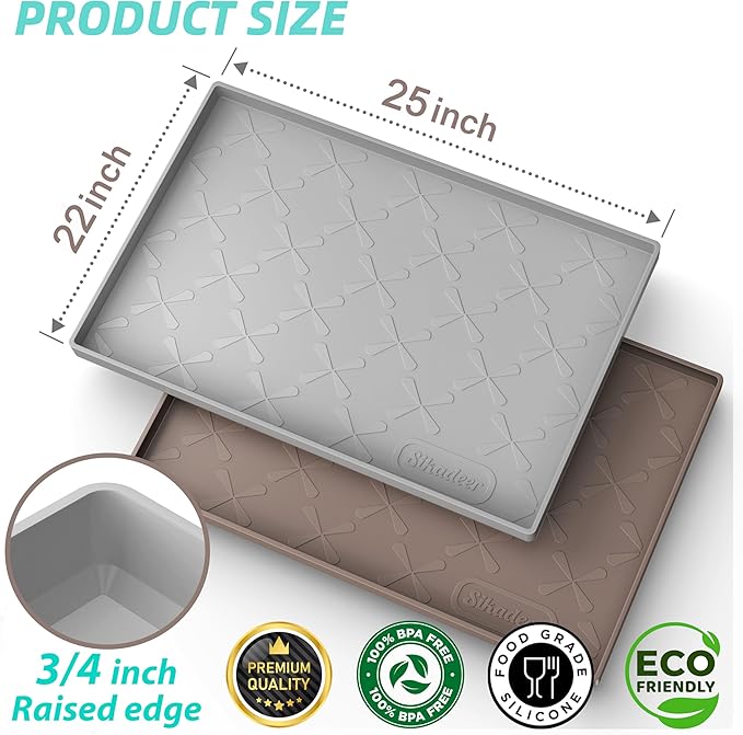 SIKADEER 25" x 22" Under Sink Mat Waterproof, Silicone Mat Kitchen Drawer Shelf