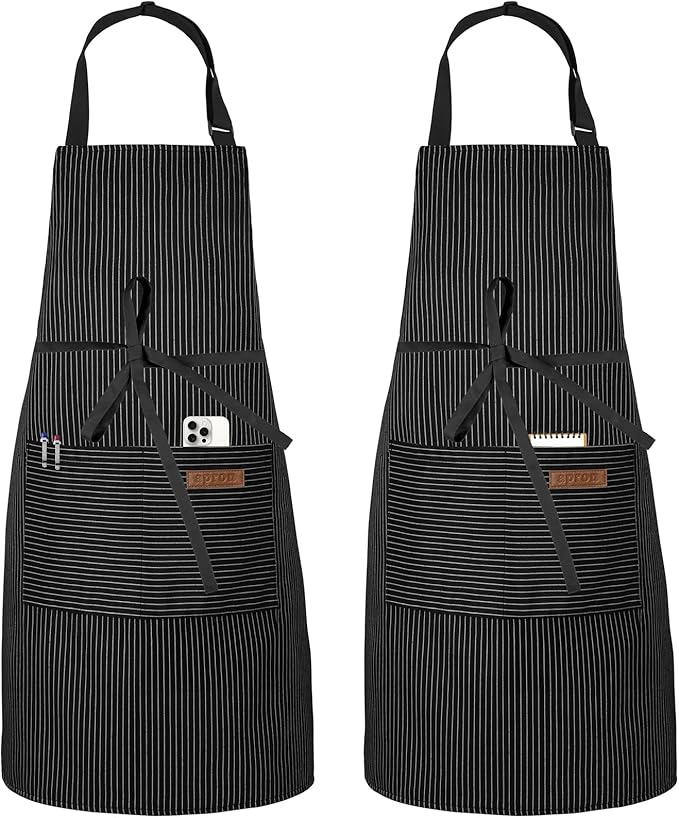 Serrenf 2 Pack Apron, Cooking Kitchen Aprons, Adjustable Bib Apron
