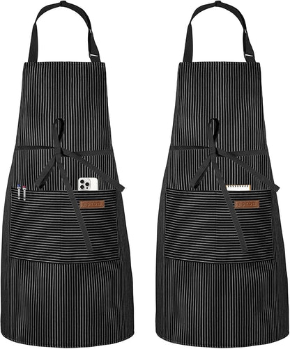 Serrenf 2 Pack Apron, Cooking Kitchen Aprons, Adjustable Bib Apron