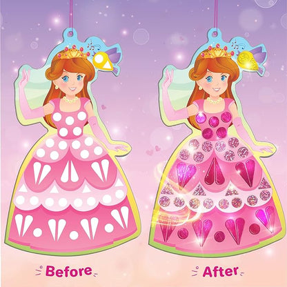 Imagimake Mirror Mosaic Princess & Unicorn Kids Art Set | DIY Craft Kit | Foil Stickers for Kids | Birthday Gift for Girls and Boys Ages 3,4,5,6,7,8 | 3 Year Old Girl Gifts