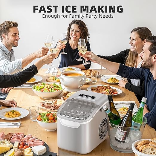 Antarctic Star Countertop Ice Maker Machine, 8 Cubes in 6 Mins, 26.5 lbs/Day
