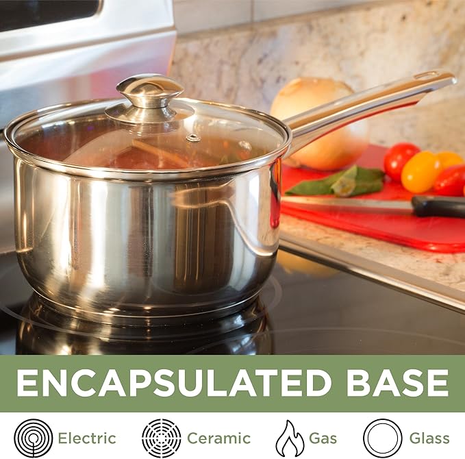 Ecolution Stainless Steel Sauce Pan, Encapsulated Induction Ready Cooking Pot