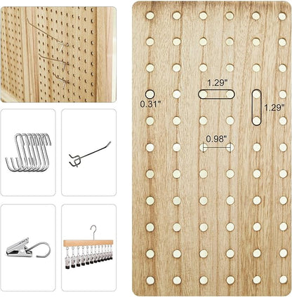 Pegboard Display, 5.6Ft Portable Freestanding Wall Organizer Wooden Room