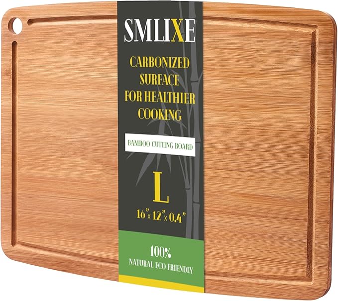 Bamboo Cutting Boards for Kitchen, Carbonized Wood Cutting Board