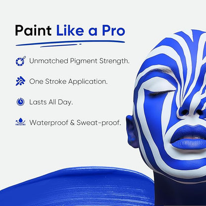 Blue Squid PRO Blue Face Paint Stick - Waterproof Blue Body Paint for Skin Adults & Kids Eye Black Baseball, Eyeblack Softball - Hypoallergenic Twist-Up Non-Toxic Makeup Stick for Cosplay, Sports, SFX
