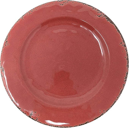 Gianna's Home 12 Piece Rustic Farmhouse Melamine Dinnerware Set, Service for 4 (Red)