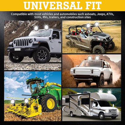 2PCS Round LED Pod Lights, Spot Flood Spot Combo Work Light Bars Fit for Pickup Truck Jeep ATV UTV SUV Boat (7IN 50W)