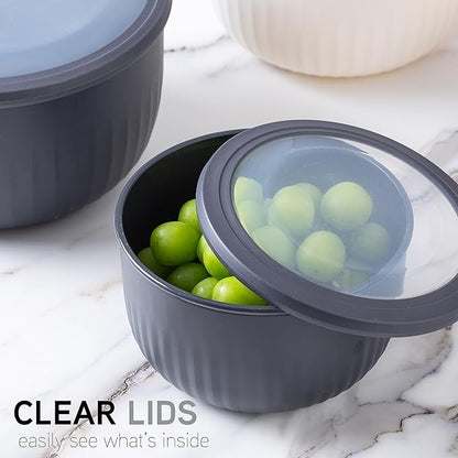 COOK WITH COLOR Prep Bowls with Lids- Wide and Deep Nesting Plastic Small