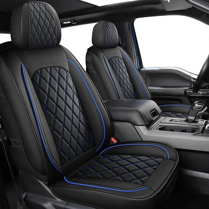 MIROZO Dodge Ram Seat Covers Full Set,Waterproof Truck Seat Covers Fits for 2009-2026 Ram 1500/2500/3500 Crew Quad Regular Cab Pickup Cushions with Split Curved Bench 40/60,Black and Blue