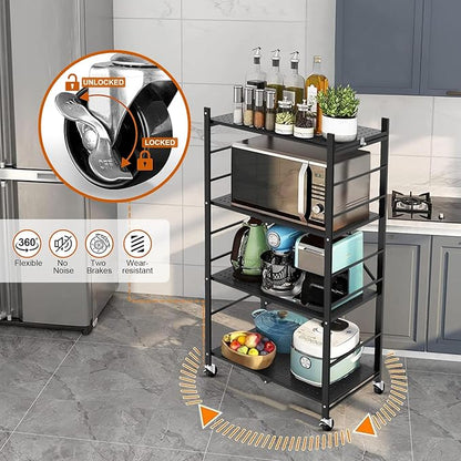 Himix Storage Shelves with 20 Hooks, 4-Tier Foldable Shelves