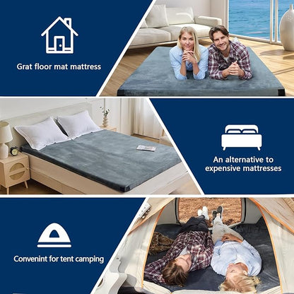 CYMULA CertiPUR-US Memory Foam Camping Mattress Pad, Portable Foam Sleeping Pad for Camping, Roll up Sleeping Mat for Adults Guest Floor Bed for Sleepover, Car, Tent SUV Cot Mattress