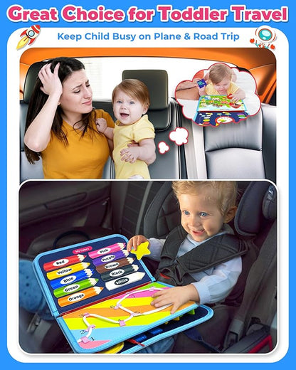 Gojmzo Busy Board Montessori Toys for Toddler Boy Birthday Gifts, Busy Book Sensory Toys for Toddlers, Learning Educational Toddler Travel Activities