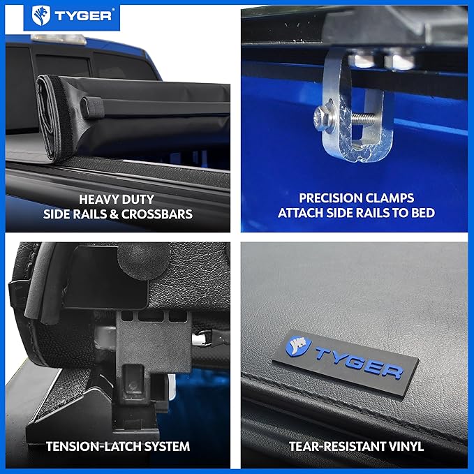Tyger Auto T1 Soft Roll-up Truck Bed Tonneau Cover Compatible with 2007-2013 Toyota Tundra | 6.5' (79") Bed | TG-BC1T9039
