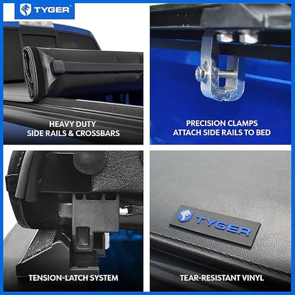 Tyger Auto T1 Soft Roll-up Truck Bed Tonneau Cover Compatible with 2007-2013 Toyota Tundra | 6.5' (79") Bed | TG-BC1T9039