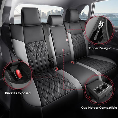 FREESOO Custom Seat Covers for Toyota RAV4 2019 2020 2021 2022 2023 2024 2025 LE XLE Limited XLE Premium Gas, RAV4 Leather Car Seat Covers Interior, RAV 4 SUV Accessories Full Set, BlackGrey