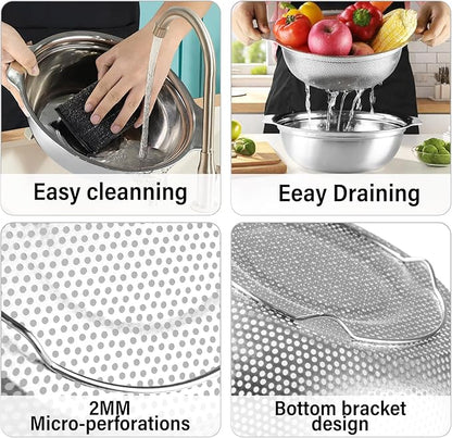 Stainless Steel Colander, 4.5QT Large Capacity