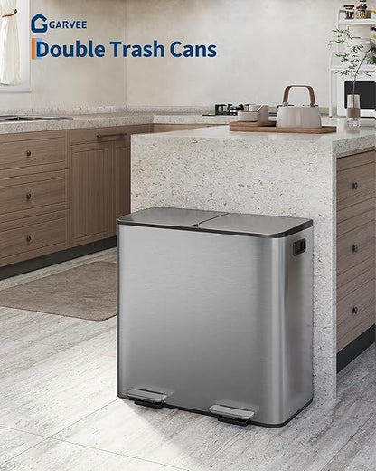 Garvee Double Trash Can, 2 x 10.6 gal Garbage Can