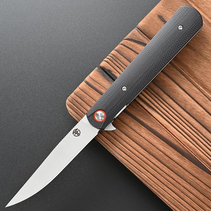 FF6 Folding Knife,D2 Steel Blade G10 Handle EDC Tool Knife for Camping,Hiking,Hunting,Fishing(Black)