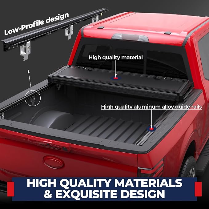 MOSTPLUS 5.5fFT Low Profile Hard Quad-Fold Truck Bed Tonneau Cover Compatible for 2015-2025 2026 Ford F150 F-150 2WD/4WD 67Inch