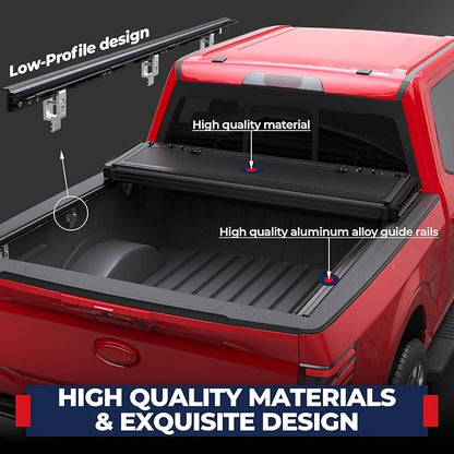 MOSTPLUS 5.5fFT Low Profile Hard Quad-Fold Truck Bed Tonneau Cover Compatible for 2015-2025 2026 Ford F150 F-150 2WD/4WD 67Inch