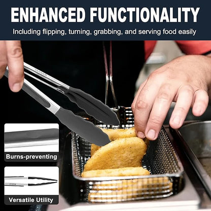 Anaeat 3 Pack 7" Mini Non-Stick Silicone Locking Tongs