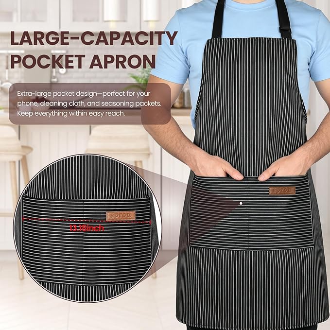 Serrenf 2 Pack Apron, Cooking Kitchen Aprons, Adjustable Bib Apron