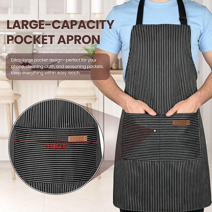 Serrenf 2 Pack Apron, Cooking Kitchen Aprons, Adjustable Bib Apron