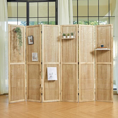 Pegboard Display, 5.6Ft Portable Freestanding Wall Organizer Wooden Room
