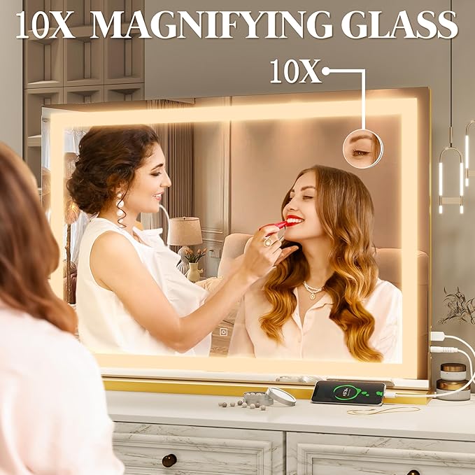 FENNIO Vanity Mirror with Lights 32"x22", Lighted Makeup Mirror, Large Vanity