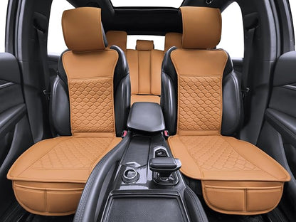 Elantrip Car Seat Cover Full Set Leather Car Seat Protector Universal fit for Most Cars SUVs and Trucks Water Proof Front and Rear Seat Protector Whiskey Color